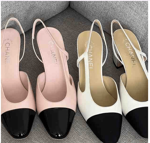 Chanel Canvas and Leather CC Cap Toe Slingback Pumps In Dubai