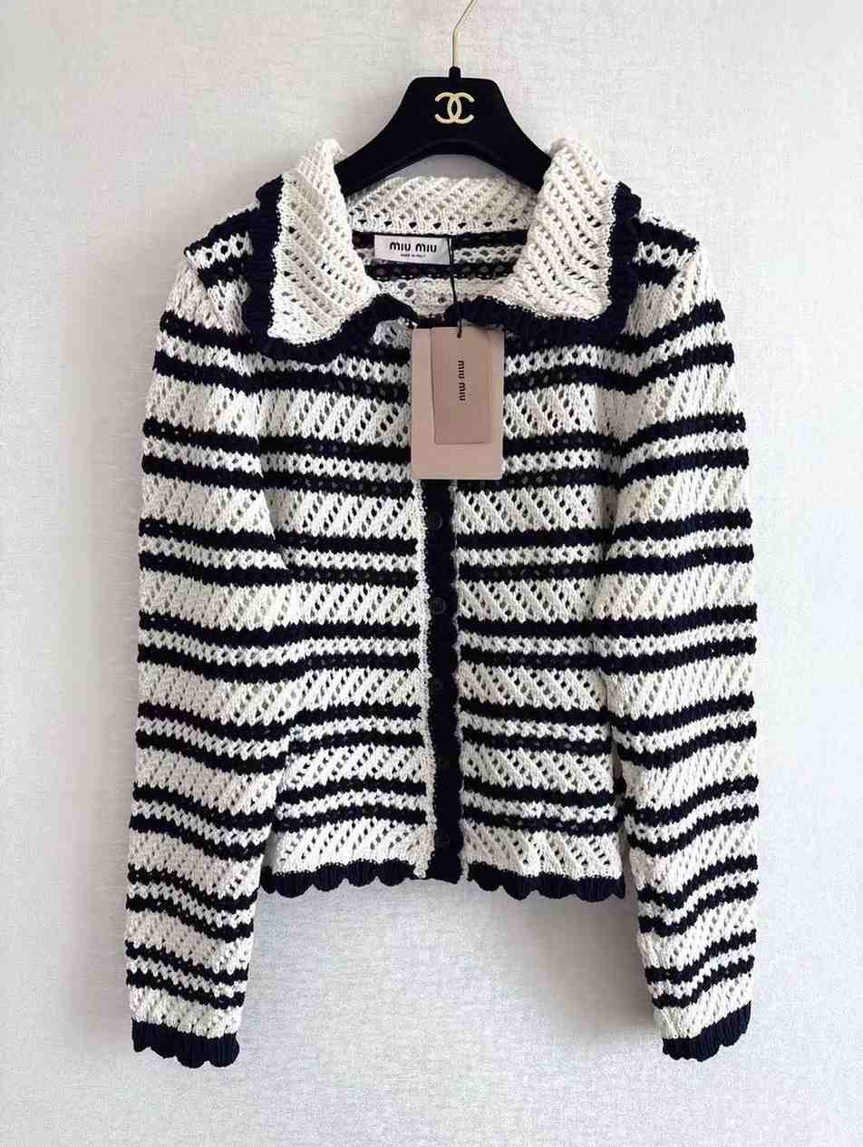 Miu Miu Striped Crochet Cardigan