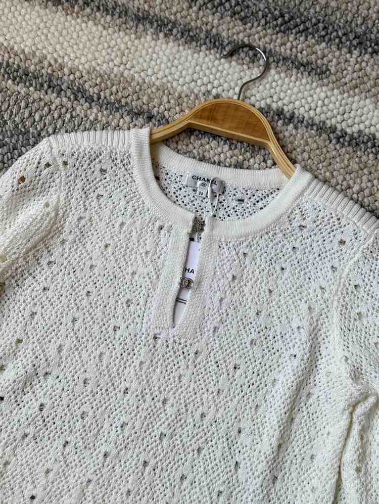 Chanel Cotton Crochet Knit Sweater