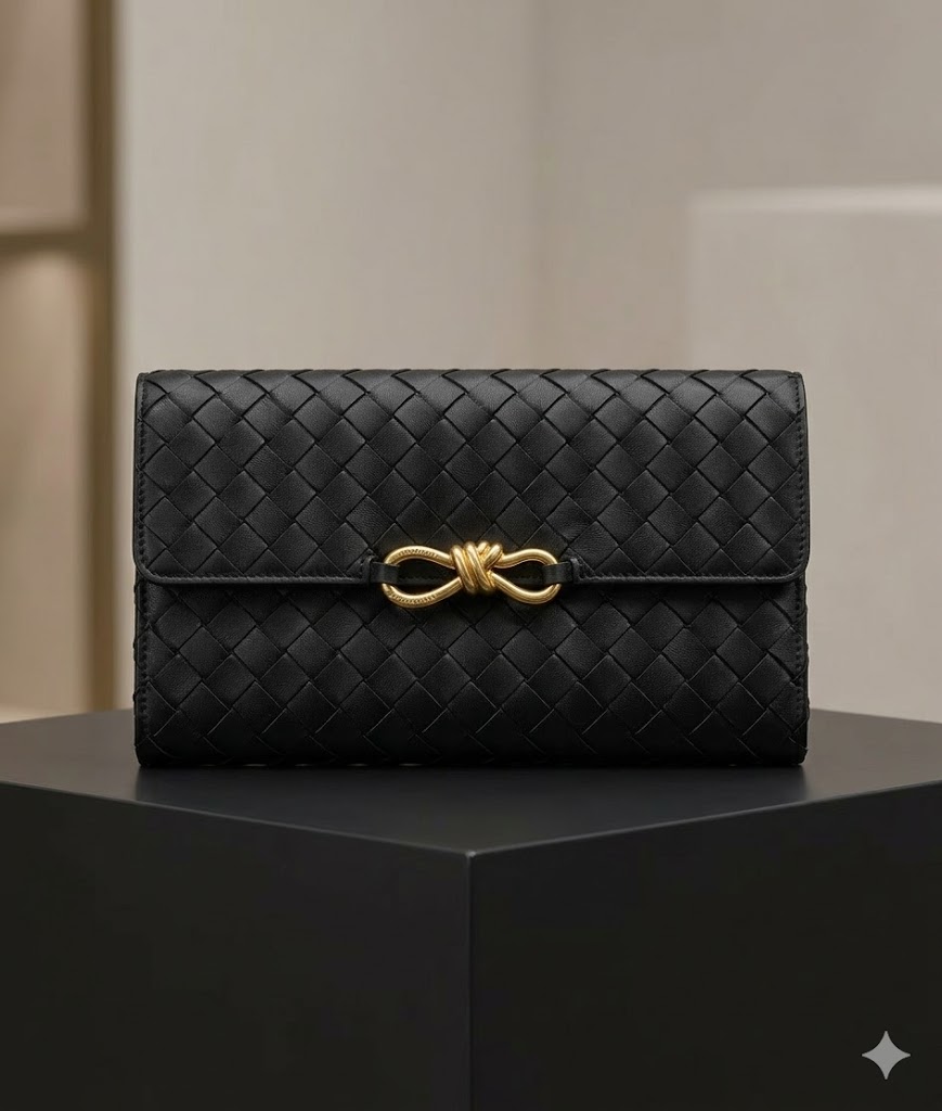 Bottega Veneta Andiamo Long Intrecciato Leather Clutch